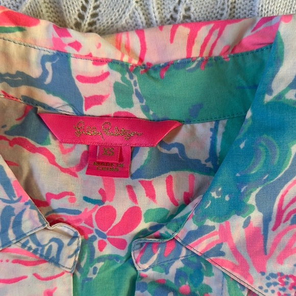 Lilly Pulitzer Vibrant Floral Top - Pink and Green - Picture 2 of 5